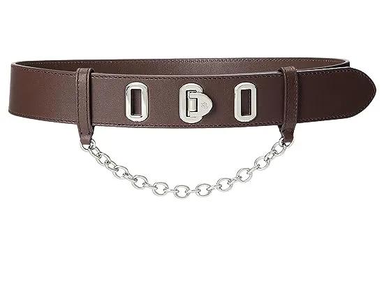 LAUREN Ralph Lauren Flip-Lock Leather Wide Belt