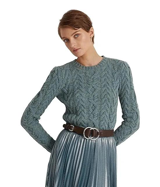 LAUREN Ralph Lauren Petite Aran-Knit Wool-Cashmere Sweater