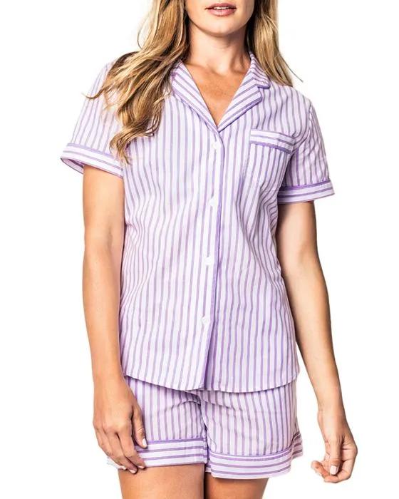 Lavender French Ticking Short Pajama Set