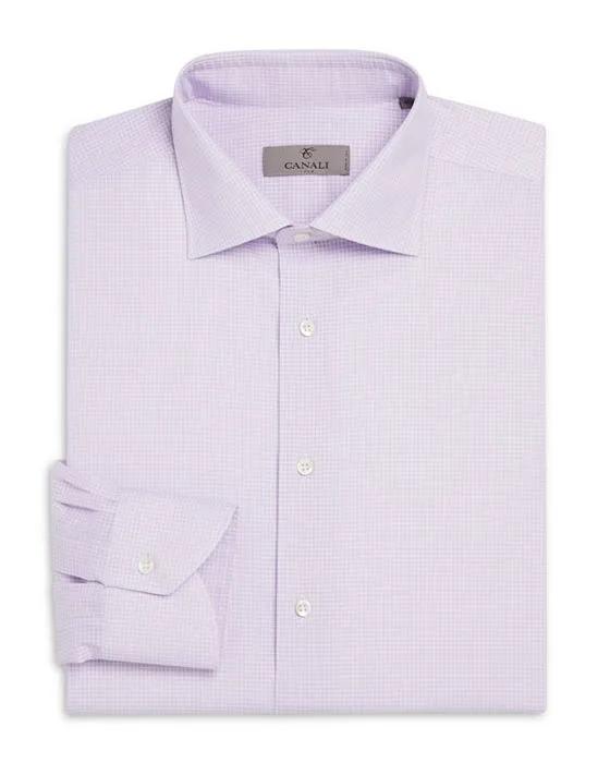 Lavender Micro Check Modern Fit Dress Shirt 