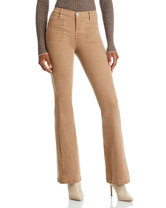Le Bardot High Rise Flare Jeans in Light Camel