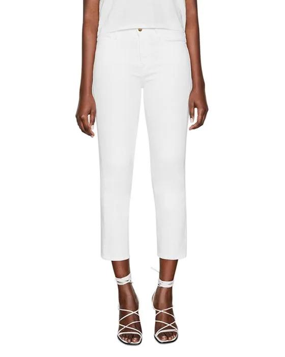 Le High High Rise Ankle Straight-Leg Jeans in Blanc 
