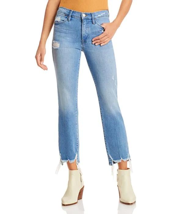 Le High Rise Straight Ankle Jeans in Laskey Rips
