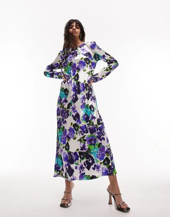 Lea premium long sleeve maxi dress in floral print