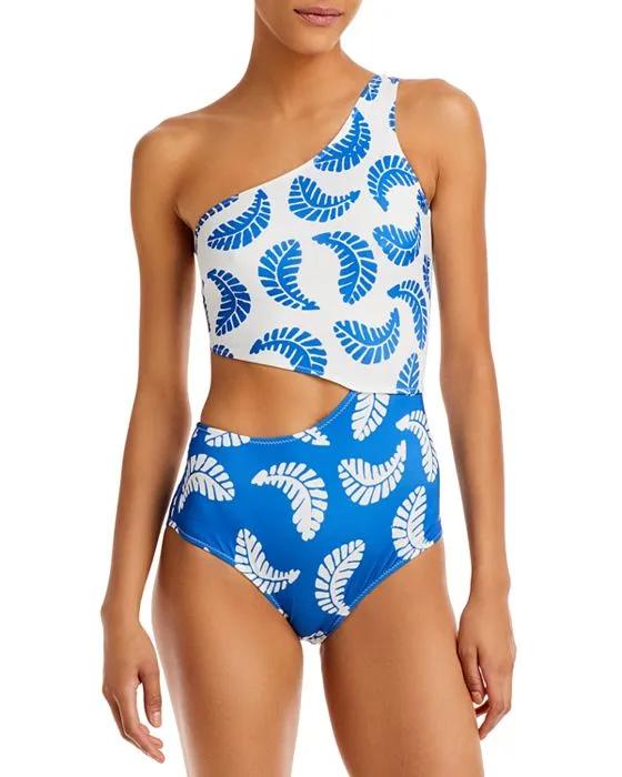 Leaf Print Cutout One Piece Swimsuit - 100% Exclusive