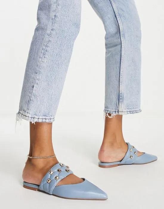 Leah studded point ballet mules in blue