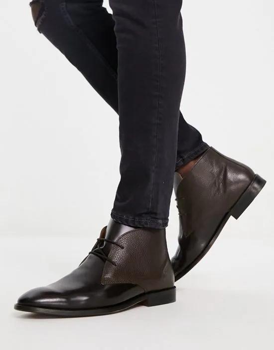 leather boots in dark brown