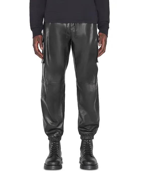 Leather Cargo Jogger Pants