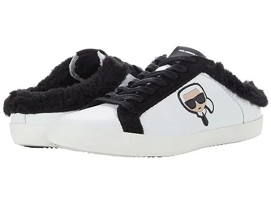 Leather Faux Fur Lined Backless Sneaker On Banded Sole