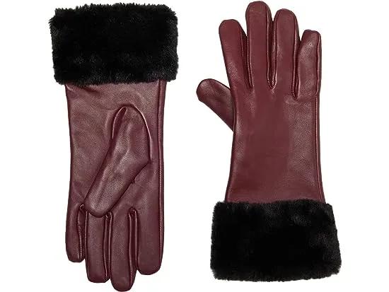 Leather Gloves w/ Faux Fur Cuff