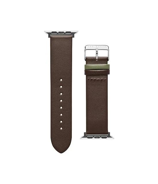 Leather Light Green Keeper smartwatch band compatible with Apple watch strap 38mm, 44mm
