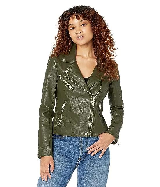 Leather Moto Jacket in City Jungle