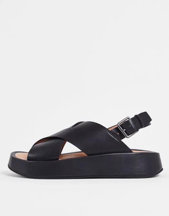 leather strap sandals in black