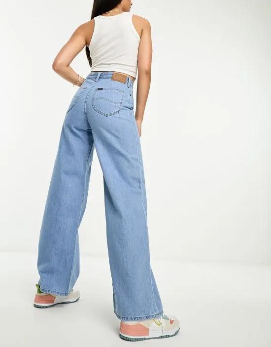 Lee stella ultra high waist a-line jeans in clean fresh light denim