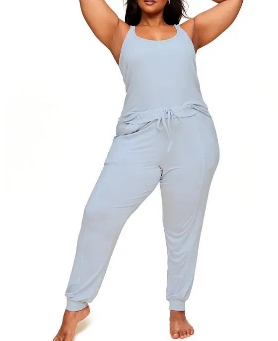 Leelee Women's Plus-Size Pajama Tank & Jogger Pajama Set