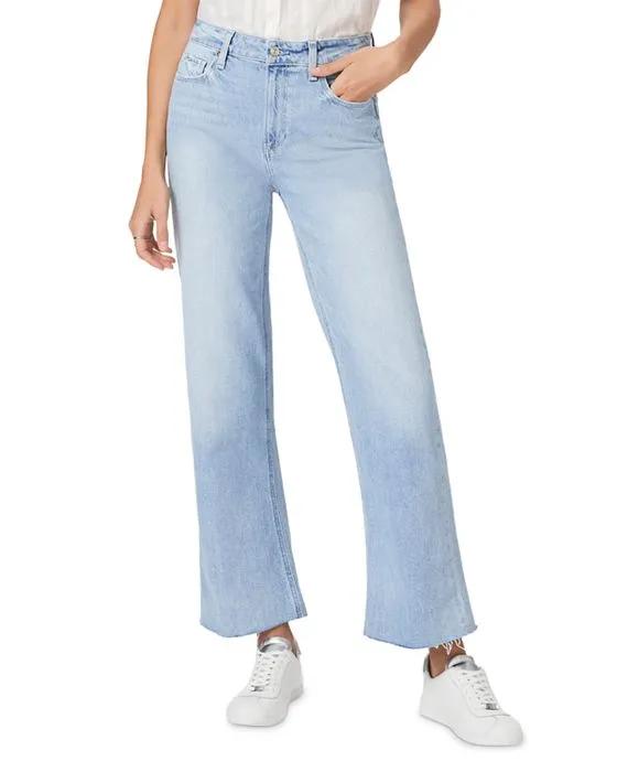 Leenah Raw Hem High Rise Ankle Straight Leg Jeans in Spaceage