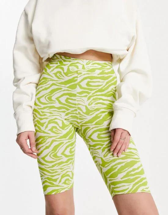 legging shorts in lime zebra - part of a set