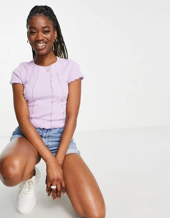 lettuce seam detail cropped tee in lilac