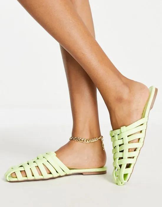 Levels fisherman ballet mules in lime green