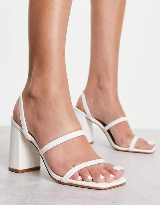 Libra Exclusive block heeled sandals in white lizard