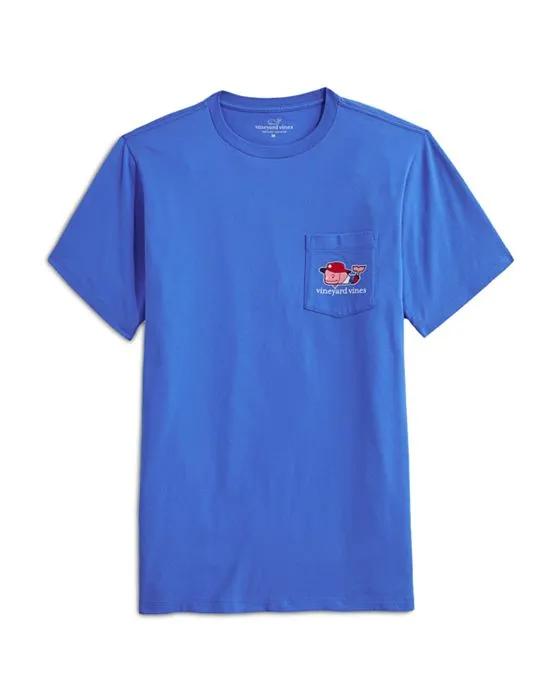 Lifeguard Character Whale Cotton Graphic Pocket Tee