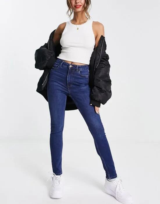lift and shape high waisted skinny jeans in authentic blue wash