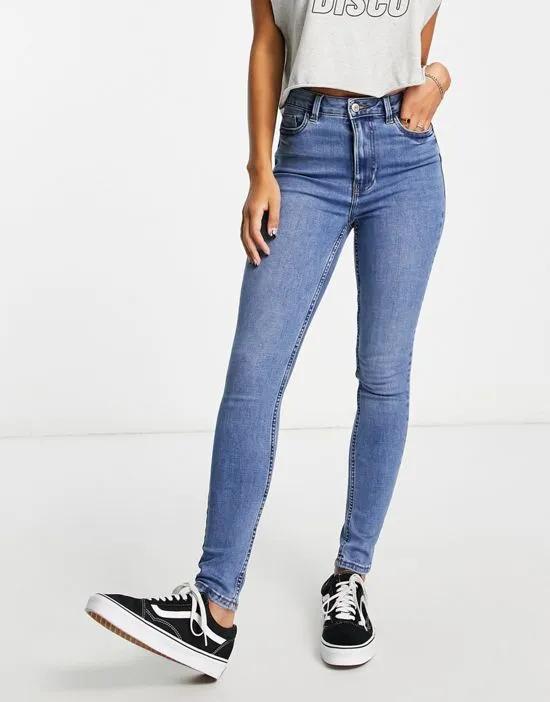 lift and shape high waisted skinny jeans in vintage blue wash
