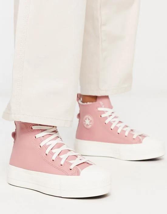 Lift Hi leather sneakers with teddy lining in pink