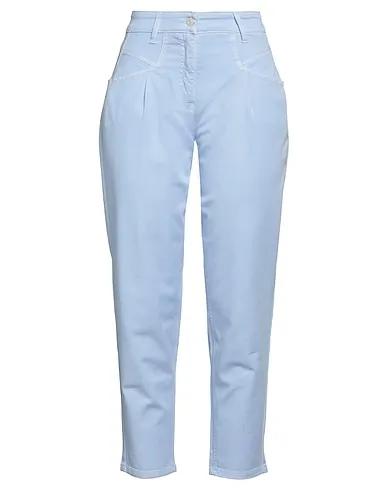 Light blue Cotton twill Casual pants