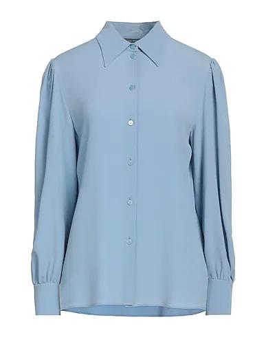 Light blue Crêpe Solid color shirts & blouses