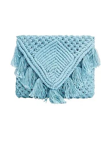 Light blue Knitted Handbag ORGANIC COTTON MACRAME' CLUTCH
