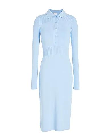 Light blue Knitted Midi dress POLO NECK MIDI DRESS
