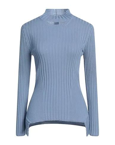 Light blue Knitted Turtleneck CASHMERE TOP LONG SLEEVES
