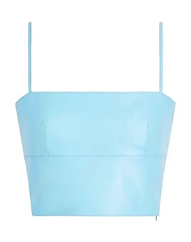 Light blue Leather Bustier LEATHER SPAGHETTI STRAP TOP
