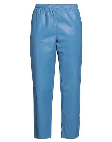 Light blue Leather Casual pants