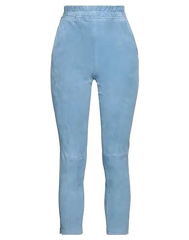Light blue Leather Leather pant