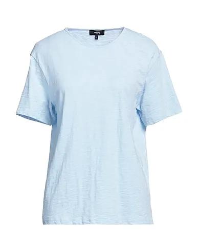 Light blue Plain weave Basic T-shirt