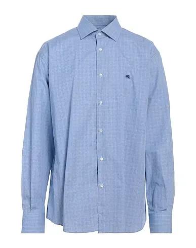 Light blue Plain weave Checked shirt