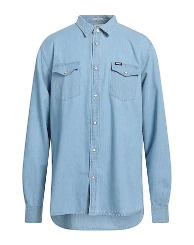 Light blue Plain weave Denim shirt