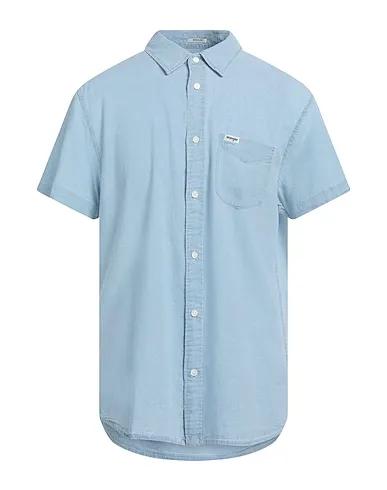 Light blue Plain weave Denim shirt