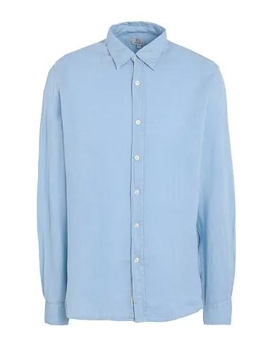 Light blue Plain weave Linen shirt LINEN SHIRT 
