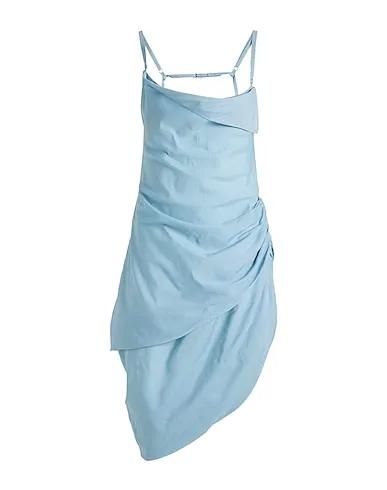 Light blue Plain weave Midi dress