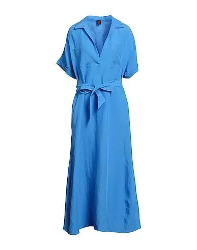 Light blue Plain weave Midi dress