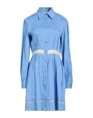 Light blue Plain weave Office dress