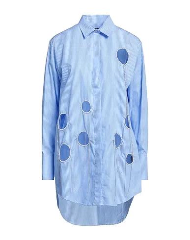 Light blue Plain weave Patterned shirts & blouses