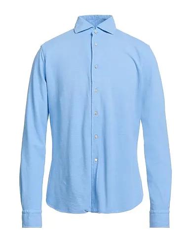 Light blue Plain weave Solid color shirt