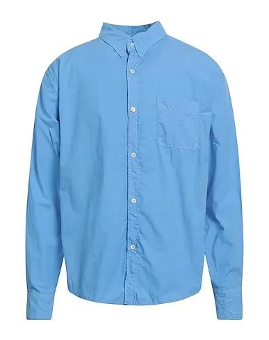 Light blue Plain weave Solid color shirt