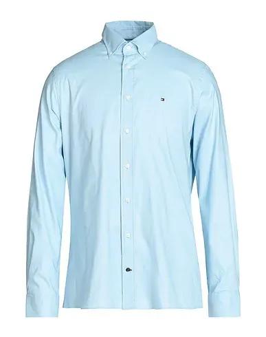 Light blue Plain weave Solid color shirt