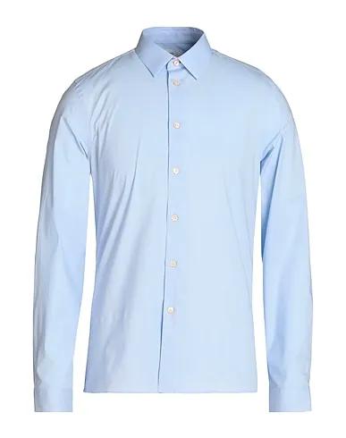 Light blue Poplin Solid color shirt
