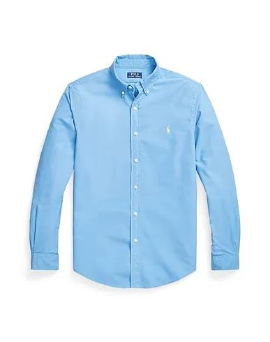 Light blue Solid color shirt CUSTOM FIT GARMENT-DYED OXFORD SHIRT